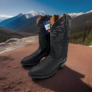 Tony Lama Boots Mens 10D Segar Black Western 12  Inch Medium Round Toe 7900 NWT